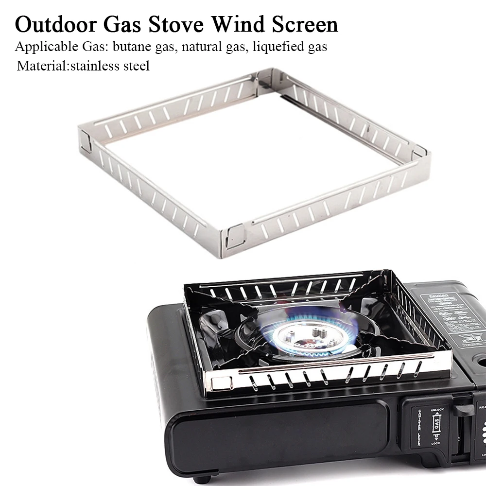 Camping Cooking Heater - Outdoor Gas Stove Wind Screen Stainless