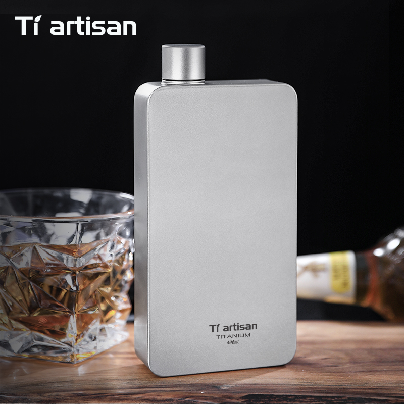 Camping Cooking Utilities - Tiartisan 400ML Titanium Hip Flask Whiskey