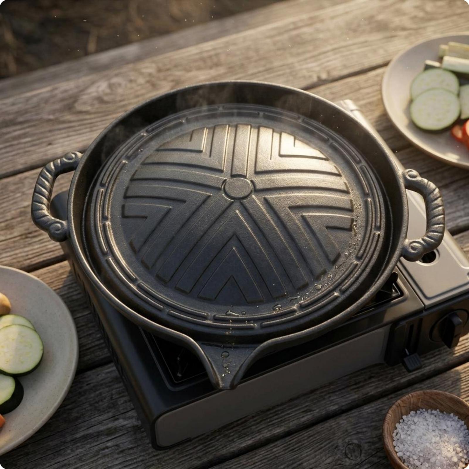 Skillet Cast Iron Camp - Cast Iron Oval Grill Pan for