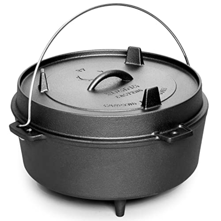 Skillet Cast Iron Camp - Pre-Seasoned Cast Iron Dutch Oven With