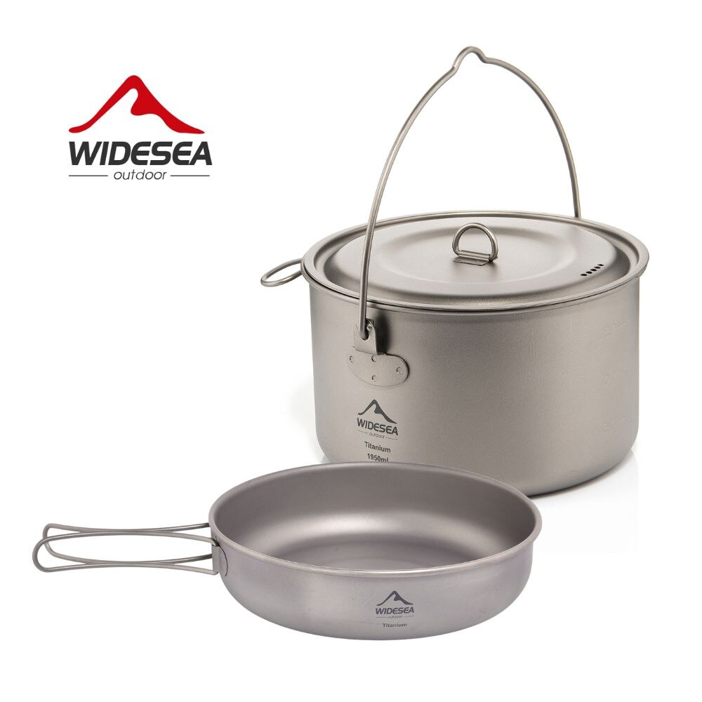 Camping Cooking Wok - Widesea Camping Tableware Titanium Cookware Set