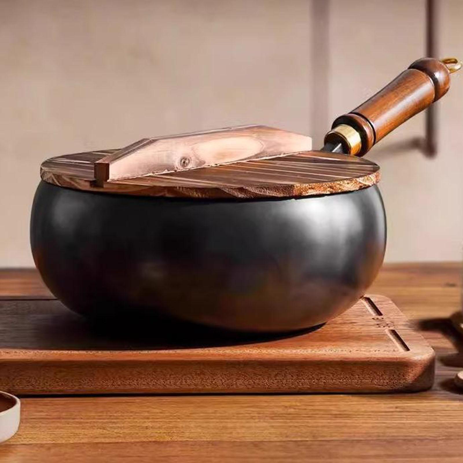 Camping Cooking Wok - Non Coated Wok Chinese Wok Wood
