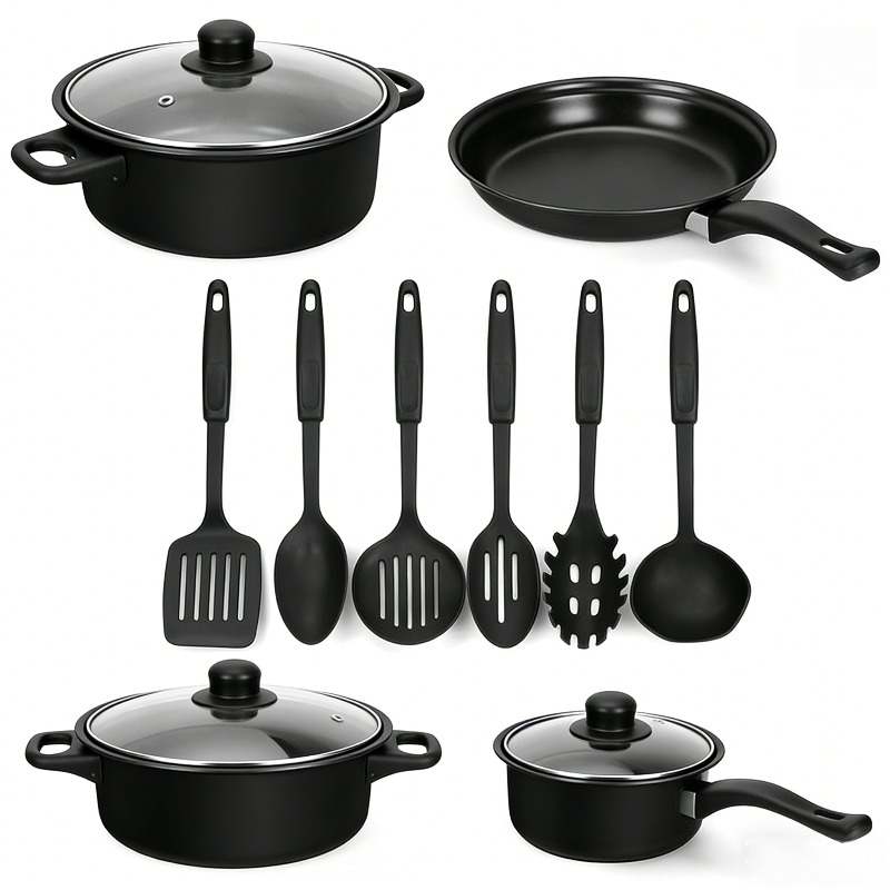 Skillet Cast Iron Camp - 13PCS Nonstick Cookware Set Cast Iron