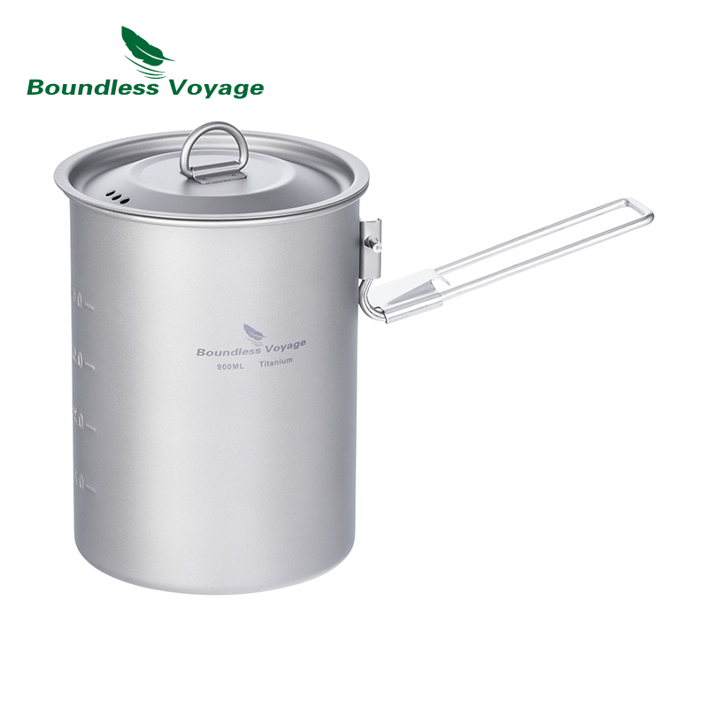 Camping Cooking Ware - Boundless Voyage 900ml Titanium Pot Cup