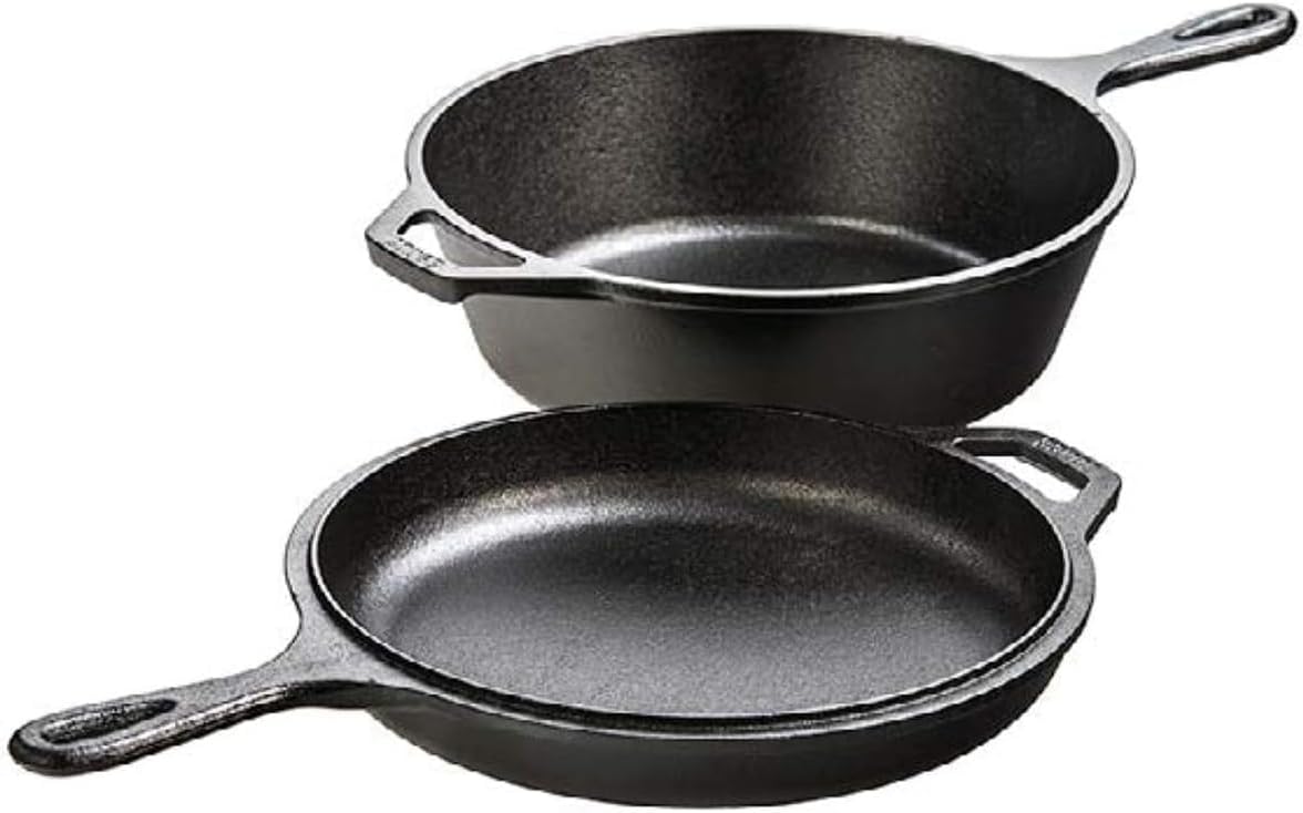 Skillet Cast Iron Camp - 2-in-1 Cast Iron Combo Cooker: 3.2QT