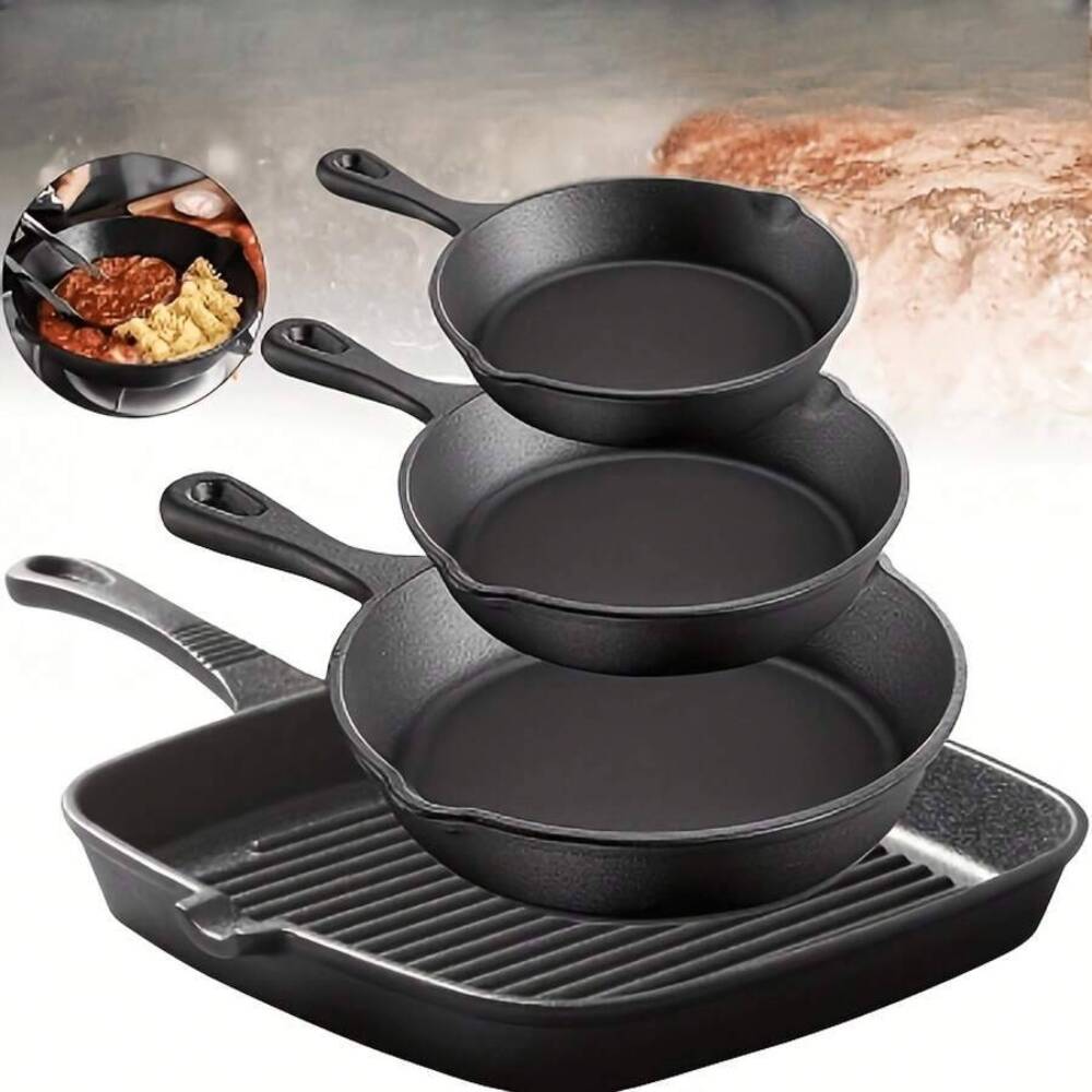 4-Piece Cast Iron Cookware Set - огляд і ціна Skillet Cast Iron Camp