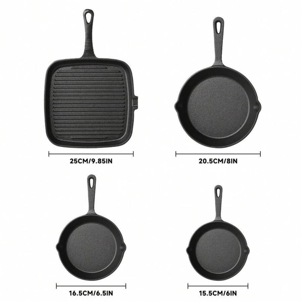 4-Piece Cast Iron Cookware Set - огляд і ціна Skillet Cast Iron Camp