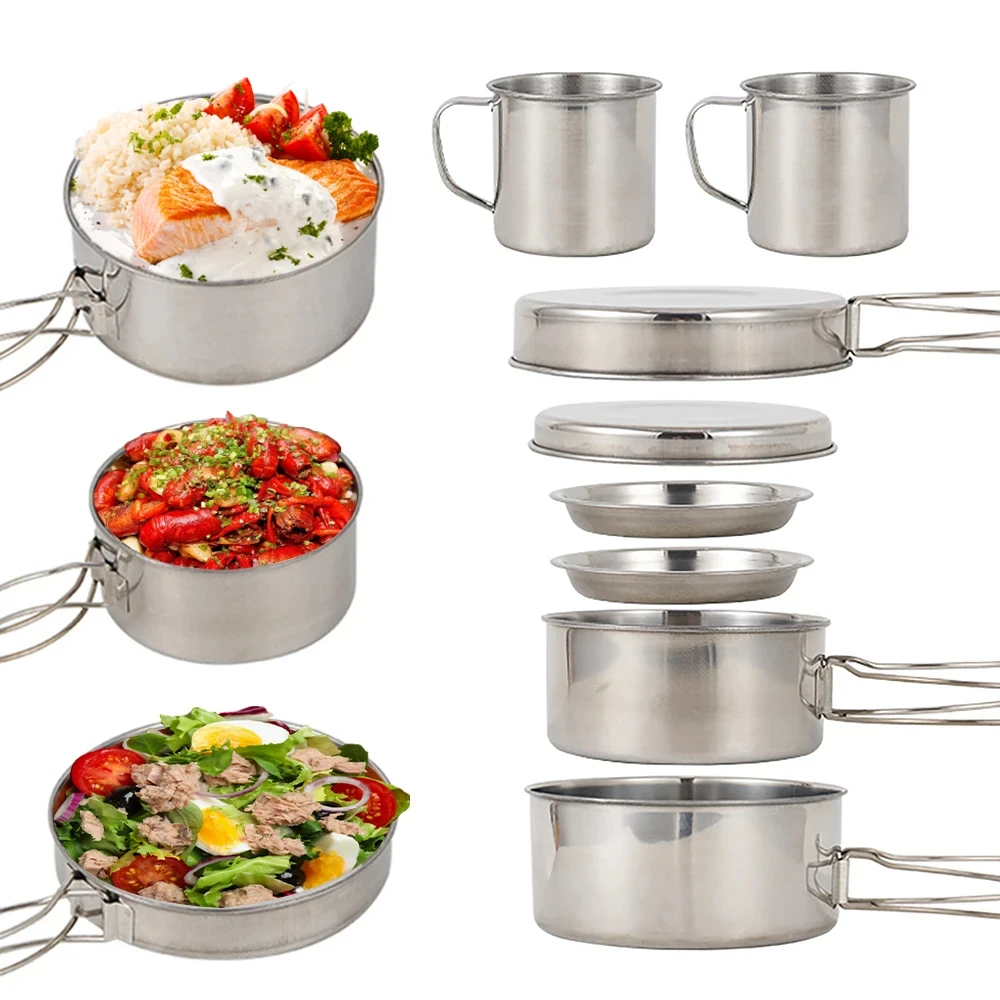 8pcs/Set Camping Cookware Mess - огляд і ціна Camping Cooking Wok
