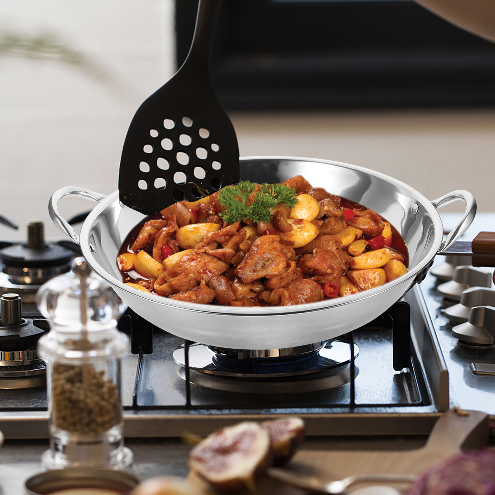 Double Handle Stainless Steel  - огляд і ціна Camping Cooking Wok