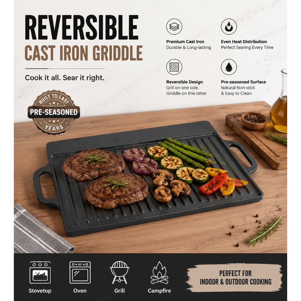 Pre-Seasoned Cast Iron Griddle - огляд і ціна Skillet Cast Iron Camp