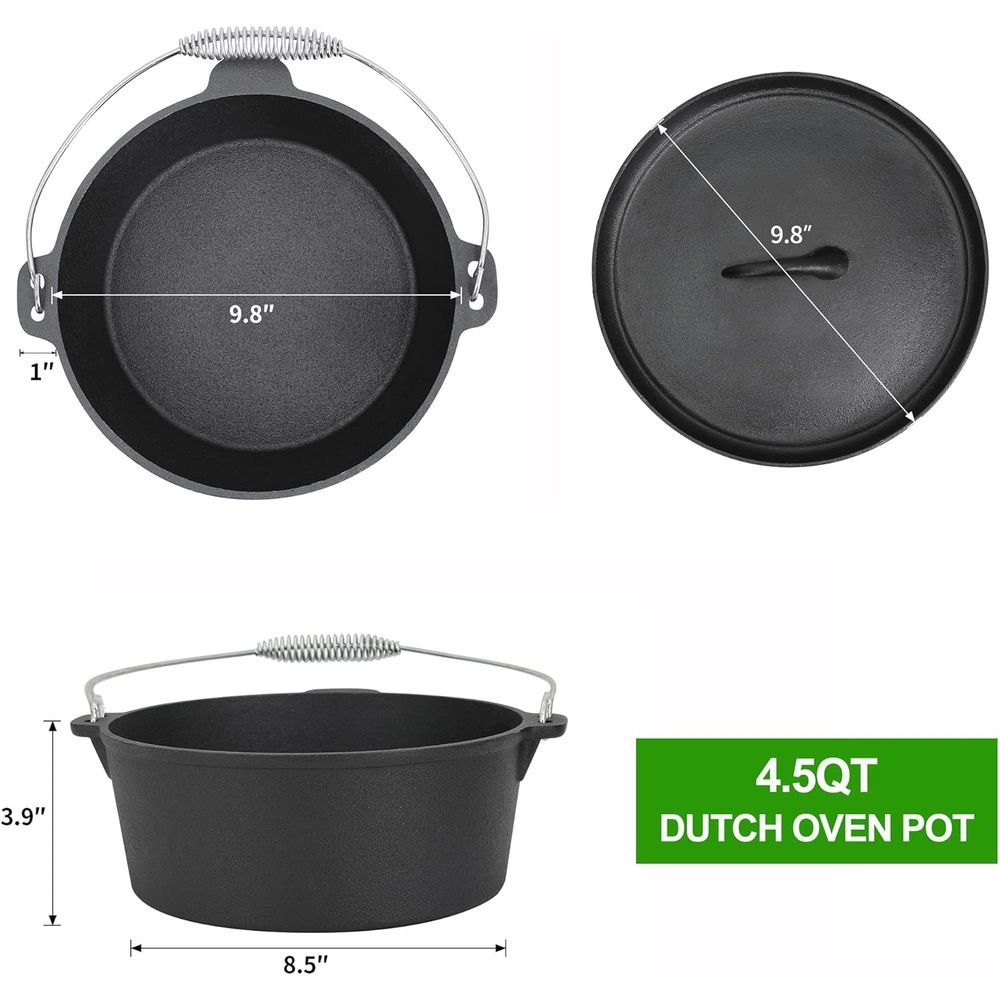 8 Piece Pre-Seasoned Dutch Ove - огляд і ціна Skillet Cast Iron Camp