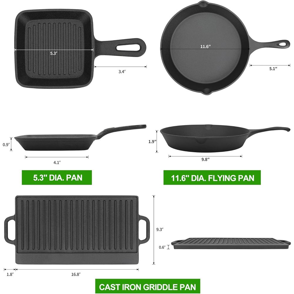 8 Piece Pre-Seasoned Dutch Ove - огляд і ціна Skillet Cast Iron Camp